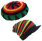 HunterBee Rasta-Strickmütze aus Wolle, Reggae-Jamaika-Mütze, bunt, gehäkelt, Rasta-Beanie-Mütze für Männer und Frauen, 1/2 Stück, Regenbogen, bunt, L