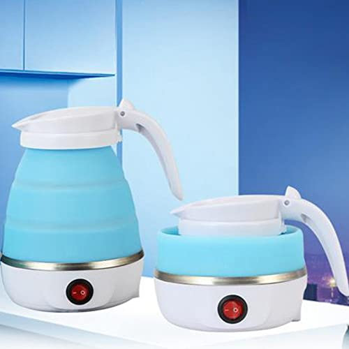 Electric Kettle, Portable Kettle for Travel, Silicone Electric Water Boiler, Tea Heater, Coffee Maker, Foldable Kettle with Separable Power Cord for Outdoor Hiking Camping (Blue)