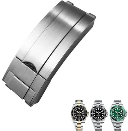 GHFHSG Für Rolex Submariner OYSTERFLEX GMT Uhrenarmband Armband 20mm 904L Edelstahl Glide Faltschließe Uhrenarmband, 20 mm, Achat