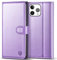 Kuafcase Compatible for iPhone 14 Pro Max Case with 4 Card Slots Magnetic Closure Kickstand Shockproof Protective Phone Case Compatible for iPhone 14 Pro Max - Light Purple