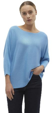 VERO Moda Women's Knitted Jumper, Bonnie Blue/Detail: w. Melange, XL