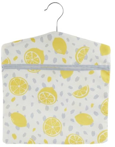 Beldray LA032005LEMFEU7D - Bolsa para Pinzas con Estampado de limón, para Colgar en línea, organización de Clavijas, Gancho fácil de Colgar para Almacenamiento, Capacidad para hasta 100 Bolsas de