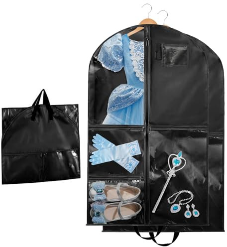 Kinder-Kleidungstasche mit 5 Taschen, Faltbare Kinder Kleidersack Kurz Kleidungs Hängeabdeckung für einfache Organisation für Tänzer,Aufführungen,Wettbewerbe,Schönheitswettbewerbe,Reisen und mehr
