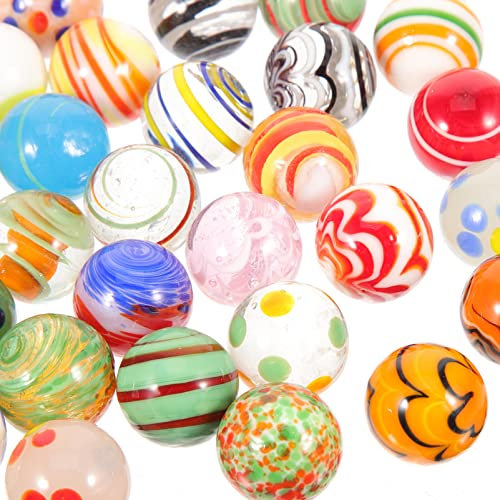 TEHAUX 30stücke Glasmurmeln Bunte Murmeln - Glasperlen Für Aquarien Dekoration Handgefertigte Glaskugeln Sicher Für Fische Glasperlen Spielzeuge Für Junge Mädchen Pflanzendekoration