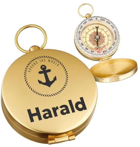 polar-effekt Metall Gold Kompass mit Gravur - Vintage Vatertagsgeschenk - Outdoor Navigation zum Wandern, Jagen und Segeln