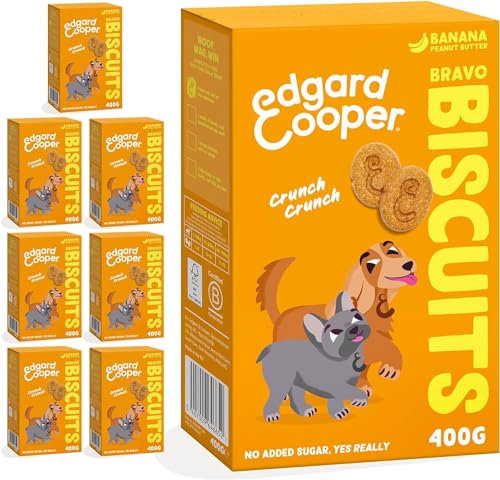Edgard Cooper Natural Dog Treats - Banana Bravo Biscuits - (7 x 400g box), Grain Free, Plant-based Dog Treats, training treats packed with fresh fruit