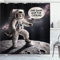 ABAKUHAUS Katze Duschvorhang, Verspieltes Astronauten Kätzchen betritt den Mond Erste Worte in Einer Sprechblase, Stoffliches Gewebe mit Haken, 175 x 200 cm, Dunkles Lila Grau Kokosnuss