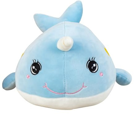 Lifestyle & More Baby-Plüschtier Kuscheltier Wal rosa oder hellblau mit super weichem Spandex-Plüsch 34x17 cm (blau)