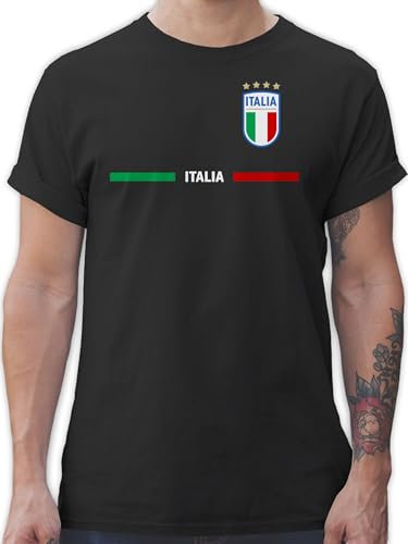 T-Shirt Herren - Fußball EM WM - Italien Trikot Wappen | Italia mit Stolz | Italienisches Fan-Motiv - 5XL - Schwarz - Italien. fussballtrikot Fussball Shirt männer Europameisterschaft Italy Tshirt