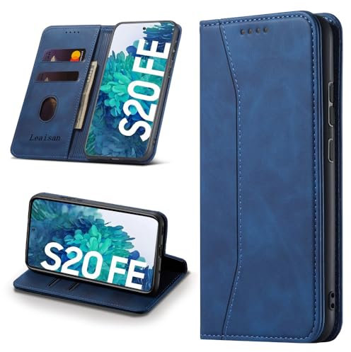 Leaisan Handyhülle für Samsung Galaxy S20 FE Hülle Premium Leder Flip Klappbare Stoßfeste Magnetische [Standfunktion] [Kartenfächern] Schutzhülle für Samsung Galaxy S20 FE 4G/5G Tasche - Blau