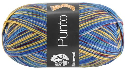 LANA GROSSA Meilenweit 100 Punto | Sockenklassiker, bedruckt und waschmaschinenfest | Handstrickgarn aus 80% Schurwolle & 20% Polyamid | 100g Wolle zum Stricken & Häkeln | 420m Garn FB 6301