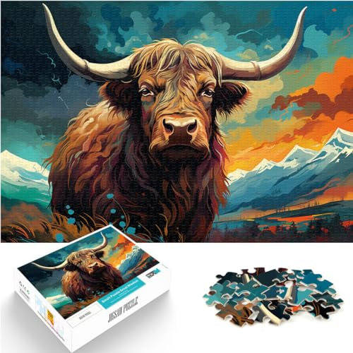 Puzzle für farbenfrohe Yak-Puzzles, 1000-teiliges Holzpuzzle, jedes Teil ist einzigartig – anspruchsvolles, unterhaltsames Spiel für die ganze Familie, 1000 Teile (50 x 75 cm)