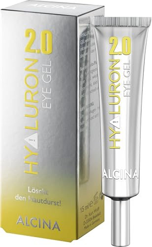 ALCINA Hyaluron 2.0 Eye Gel - 1 x 15 ml - Polstert Augenfältchen auf - Feuchtigkeitsspendendes Augenserum mit Hyaluronsäure - Wirkt abschwellend & kühlend - Für eine glattere Augenpartie