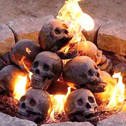Masyrt Brasero d'Halloween de 7,5 cm, imitation tête humaine en céramique ignifuge, pour feu de camp, décoration d'Halloween (noir)