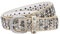 JasGood Damen Nieten Gürtel Funkelnden Strass Nieten Western Ledergürtel für Jeans Hosen,Gold,115cm(Passt Taille 76-90cm)