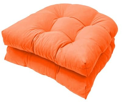 FYHTC Stuhlkissen 2er Set, Sitzkissen Stuhl 48 X 48cm, Bequeme Sitzauflagen Sitzpolster Stuhlauflage für Gartenstuhl, Polster Kissen für Gartenmöbel, Wasserdichtes Stuhlkissen(Orange)