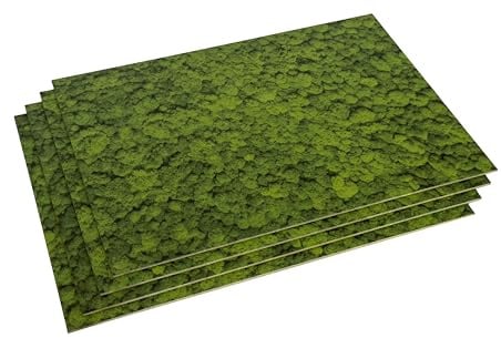 codiarts. 4er Pack DECOR Holzfaserplatte 30x42cm 2,8mm Stärke (HDF) Extra dichte und stabile Platten perfekt für Laserschneiden, Basteln & DIY Holzarbeiten - Extrem hohe Stabilität - (Moos-Optik)