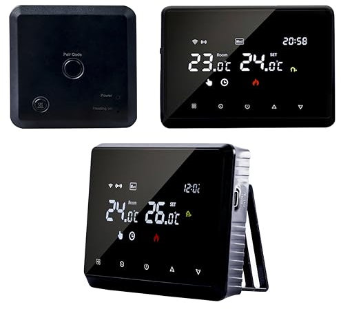 TUYA WiFi RF Smart Thermostat Schalter Temperaturregler für Wasser-/Elektro-Fußbodenheizung Gaskessel 3 in 1 Warmwasserbereitung Unterstützung Alexa Google Home Yandex Alice Schwarz