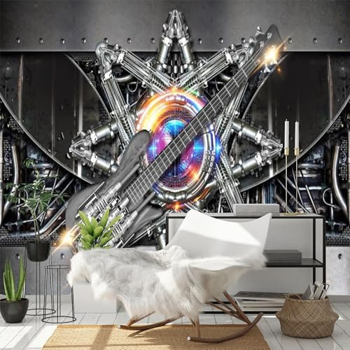 Custom Size Wall Murals - European and American Nostalgic Music Rock Bar, Jazz Rock Music Bar - Self-Adhesive Removable Stick Wallpaper for Bathroom