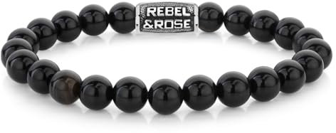 Rebel & Rose Herren-Armband Black Velvet Vintage 8 mm RR-80102-V-L 19 cm