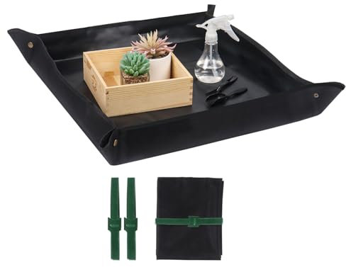 Nwvuop Tapete de trasplante de 29.5 x 29.5 pulgadas para plantas de interior, tela Oxford impermeable, para macetas, regalos de jardinería para amantes de las plantas (negro)