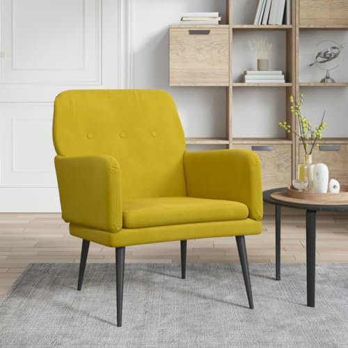 Myheimly Sessel Relaxsessel Relaxstuhl Loungesessel Polstersessel Wohnzimmersessel Lesesessel Fernsehsessel Polsterstuhl Samt Gelb