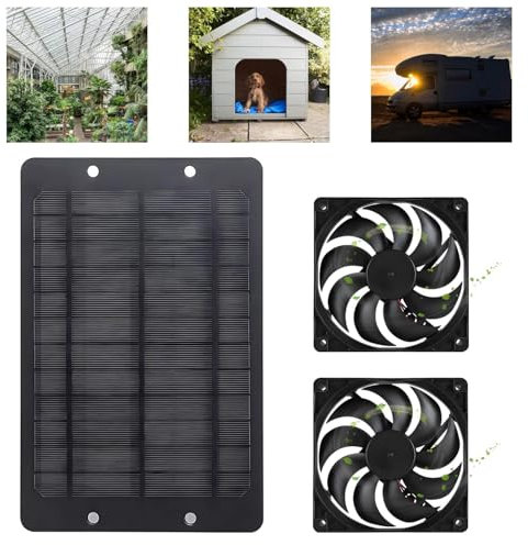 Ventilateur d'extraction Solaire 10 W, Ventilateur D'extraction à Panneau Solaire étanche, Double Ventilateur Solaire pour Petit Poulailler, Serre, Abri de Jardin, Maison pour Animaux
