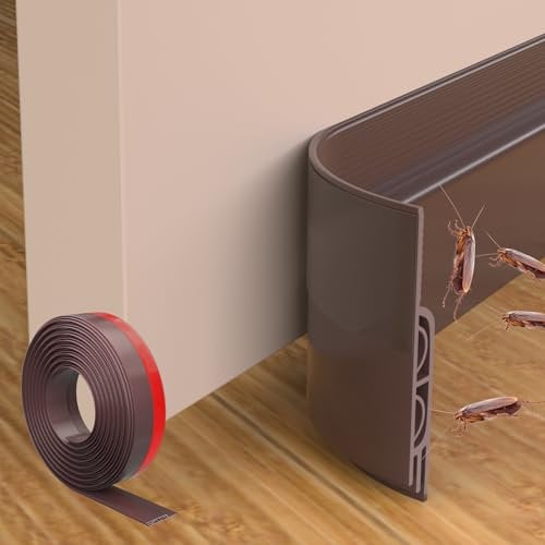 ESUFEIR 39/1M Draft Excluder for Doors,Self Adhesive Draught Excluder for Bottom of Door,Silicone Draft Stopper seal Strip for Soundproofing and Insulatuion,Brown 39 L x2 W