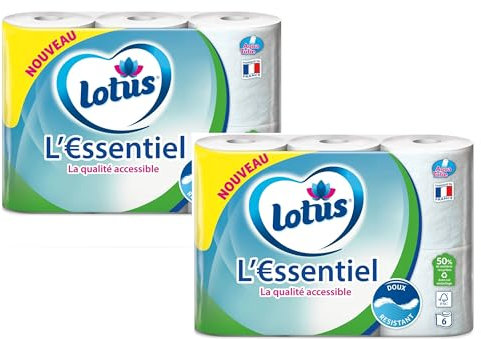 Papier Toilette l'Essentiel Lotus Blanc 6 rouleaux - lot de 2