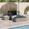 Fasba Doppel Sonnenliege, Gartenliege mit Kissen, Doppelliege für Außenbereich, Relaxliege Sonnenbett Gartenmöbel, Hellgrau Poly Rattan
