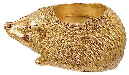 PartyKindom Igel-kerzenhalter-Ornament Flammenlos Tierkerzenhalter Teelicht Figur Gefrostet Tierischer Kerzenhalter Wirbelsäule Dekorationen Igel-Ornament Inhaber Klein Rustikal Harz Golden