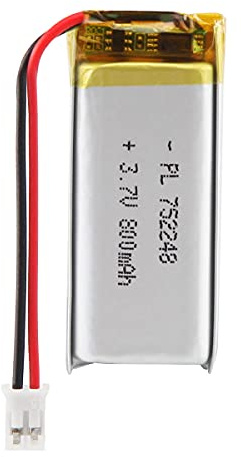LiPo Akku 3,7V 800mAh 752248 mit JST-Kabel – Wiederaufladbarer Lithium Polymer Akku für Bluetooth-Lautsprecher, DIY-Projekte und Elektronikgeräte
