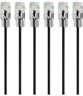 Mygatti Ultradünn/slim OD:2.8mm CAT 6 Ethernetkabel(6-Stück)-1m,flexibel UTP netzwerkkabel 1.0 Gbit/s,RJ45 schwarz LAN Kabel,für Heimnetzwerke,Modem,Router,Schaltkästen,Laptop,Drucker usw