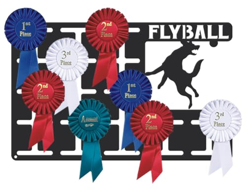 SUPERDANT Fly Ball Rosetten Medaillenhalter Fly Ball Rosette Medaillen Aufbewahrung Personalisiertes Auszeichnungsband Schwarzes Sport Medaillen Aufhänger Wandhalterung Geschenke Für Sportler