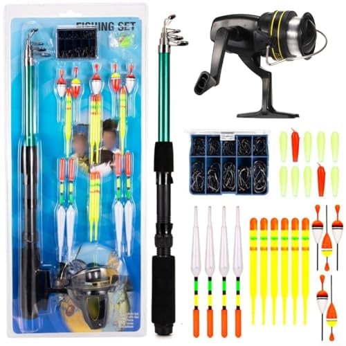 YJDOORPLAY For Beginner's Fishing Rod and Reel Kit with Telescopic Design Lightweight and Compact for Fishing Adventures