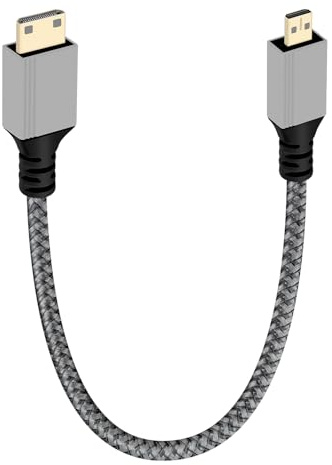 YANBORONSN Cavo Micro hdmi a Mini hdmi 4K@60Hz, Cavo Maschio Mini hdmi a Maschio Micro hdmi 2,0 Intrecciato, 18Gbps Tipo D (Micro) HDMI a Tipo C (Mini) HDMI per TV HDTV 4K, Monitor, Proiettore(0.3M)