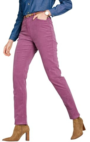 Amber Ladies Jeans with Elasticated Back Waist Jeans for Women Stretch Cord Grape 18