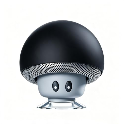 Longben Mini Mushroom Portable Bluetooth Speaker V5.0 Wireless Audio Device with Suction Cup & Built-in Microphone, Compatible with Smartphones, Laptops for Home & Outdoor Use-black
