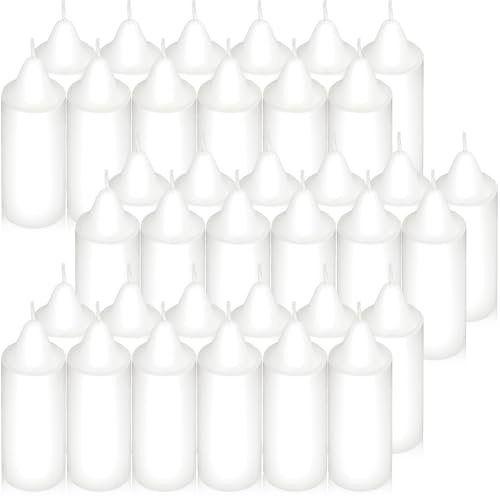 Lot de 36 Bougies Blanches Cylindriques 9 x 3 cm – Bougies Naturelles Longue Durée Sans Coulure et Sans Parfum – Bougies Décoratives pour Mariage, Église, Spa, Lanternes et Maison