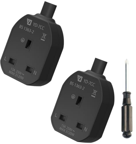 MejaRizon 2 Pack Single Trailing Socket, 250V/13A, CE/UKCA Certificatized, without Plug and Cable, 1-Gang Rubber Trailing Socket Suitable for Factories, Garages, Indoor, Black