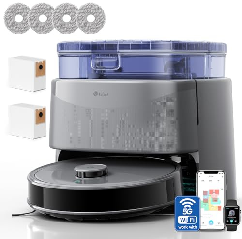 Lefant M3 Ultra Robot Aspirapolvere Lavapavimenti 23000Pa, Grigio | Stazione All-in-One con lavaggio mop 75°C, asciugatura e Laser dToF per una pulizia automatica e precisa