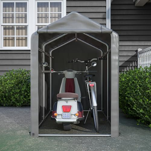 Fahrradgarage 187x100x160cm, Geräteschuppen Garagenzelt wasserdicht, Fahrradschuppen mit Stahlrahmen & Reißverschlusstür, Gartenschuppen Lagerzelt