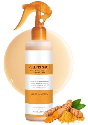 Pure Skin Peel Shot - Peel Shot Kojic Acid Turmeric Spray, Kojisäure und Kurkuma Körperpeeling & Gesichtspeeling Spray - Spendet Feuchtigkeit, pflegt Ihre Haut, für alle Hauttypen geeignet - 200ml