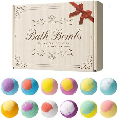 Lot de 12 balles de bain parfumées - Produits de soins personnels naturels avec formule hydratante - 12 balles de bain spa avec variété de parfums - Kit de relaxation pour baignoire à domicile