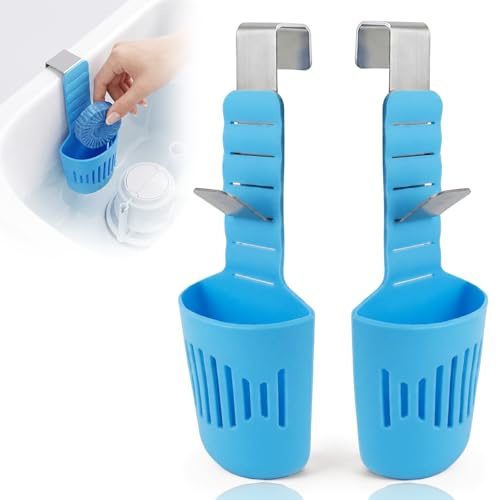Qivra 2 Stück Toiletten Tank Reinigung Tablette Halter, Verstellbarer Silikon Haken Spülkasten Reiniger Tabletten Halter, Toilet Tank Cleaner Tablet Holder für Wohnung Haus Boot Ferienhaus