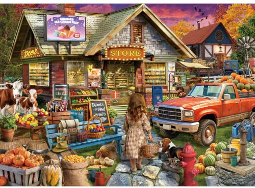 Village Store Puzzle 500 Teile Erwachsene | Große Plakate enthalten, Staubfrei, fertige Größe 49×35cm, Rückseite keine Buchstaben Hinweise, Familie Indoor Aktivität