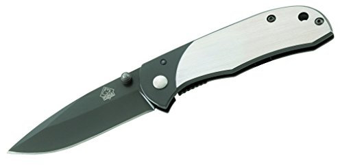 Puma TEC Klappmesser - Droppoint Klinge - 420 Stahl - Edelstahl Griffschalen - Framelock - Gürtelclip