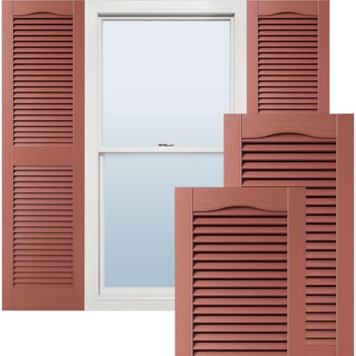 Ekena Millwork Lifetime Vinyl LL1S14X04300RD Standard Kathedrale Top Center Mullion, Offene Markise Vinyl Fensterläden, w/Installation Shutter-Lock & Passende Schrauben (Per Pair), 14 1/2 W x 43 H,