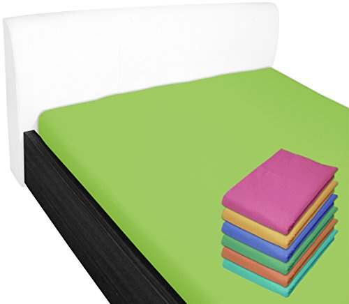 Bettlaken 100x170 cm ohne Gummizug 100% Baumwolle Grün | Glatte Betttuch ohne Spanngummi Atmungsaktiv, Hypoallergen, Waschbar - Hotel Laken Haustuch Renforce Baumwollstoff