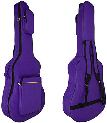 MINGZE 41 pollici Borsa per chitarra, Sacchetto di chitarra, Lo zaino della chitarra della cinghia di spalla registrabile impermeabile dello spessore più cotone, una varietà di colori (Viola)